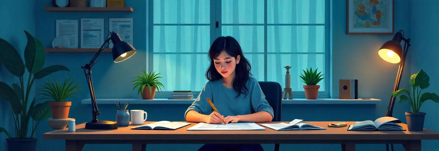 Elegant navy and teal-themed illustration of advanced budgeting methods in a Ghibli style, with soft gray accents.